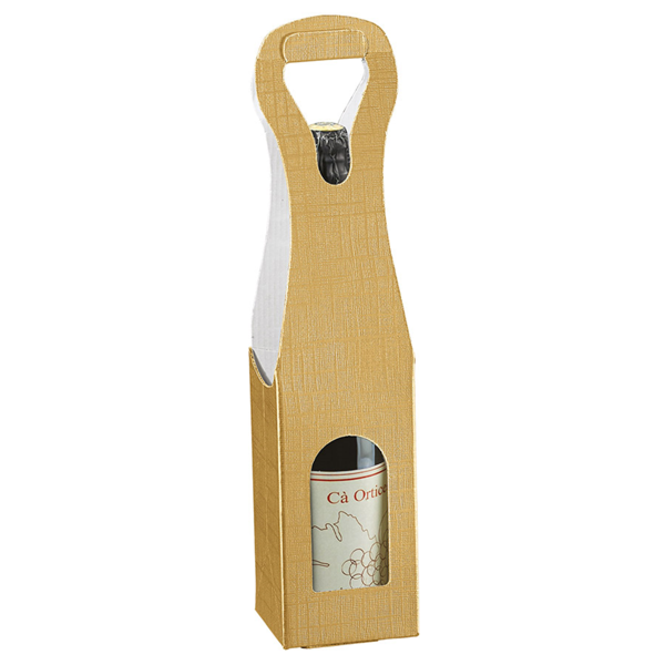 estuche cartón 1 botella dorado